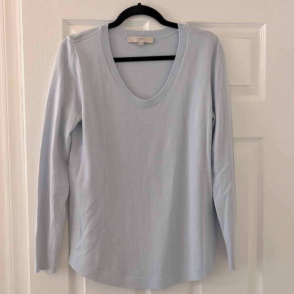 Blue scoop neck sweater